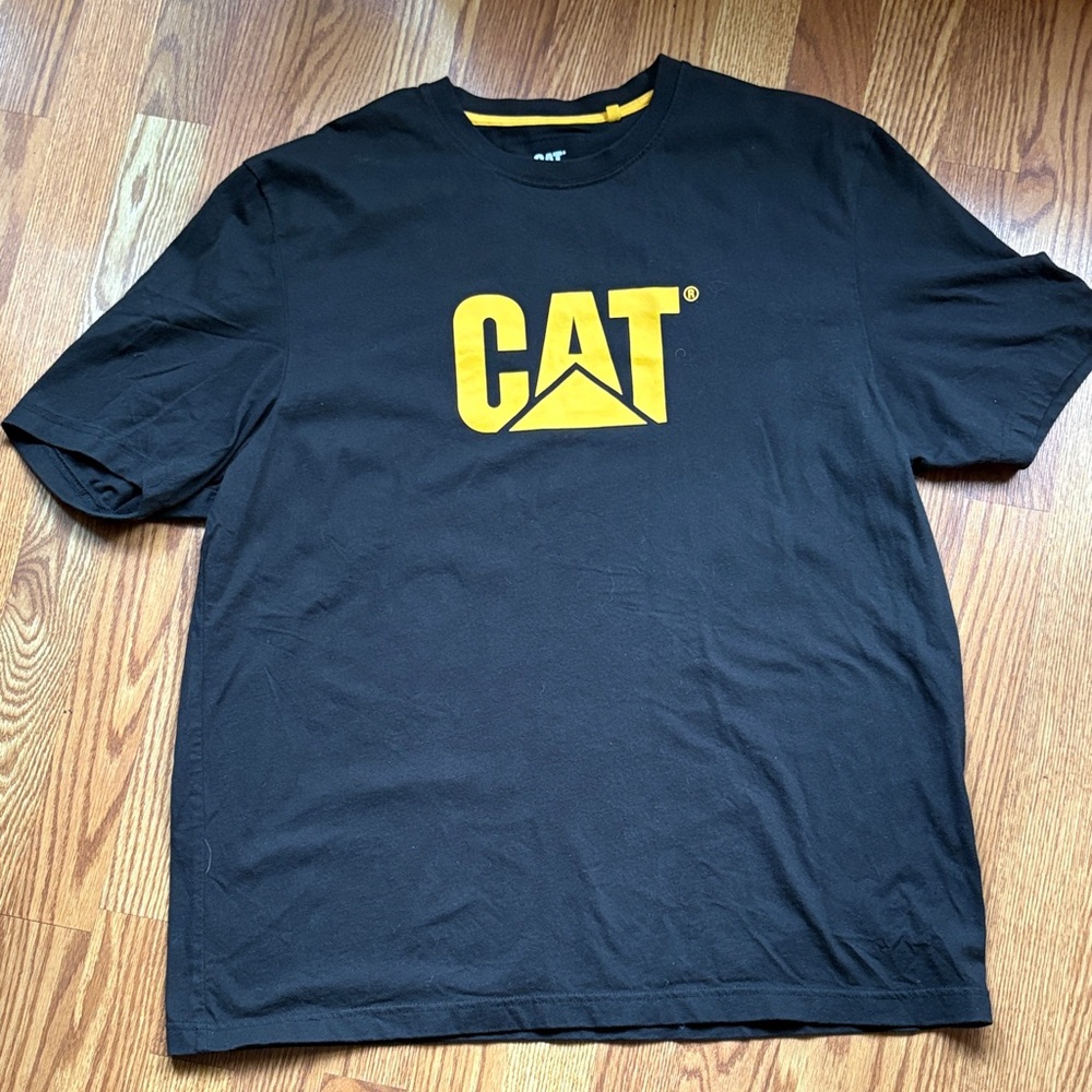CAT Logo Pet T-Shirt - Black with Yellow Logo